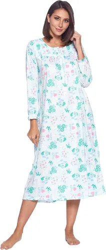 Vista 12 de Casual Nights Vestido de dormir floral de manga larga para mujer, camisón Henley de longitud completa Baya(Berry floral)
