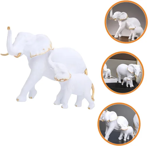 Vista 3 de jojofuny Decoración para el hogar 1 juego de adornos de madre e elefante, decoración de oficina para madre e hijo, adorno de arte animal, decoración