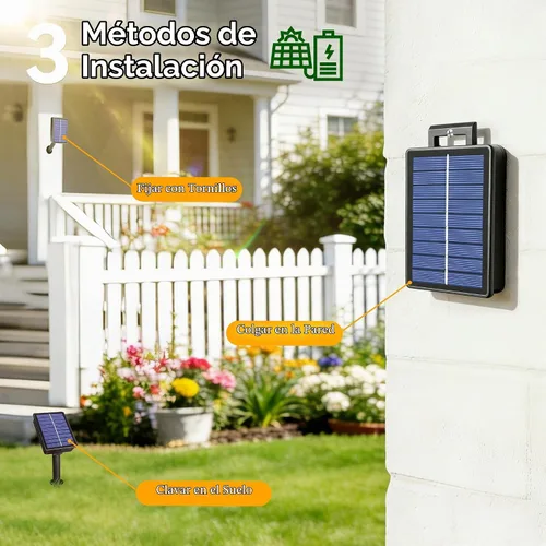 Vista 5 de Ollny Cuerda de luces solares para exteriores, 33 pies, 100 luces LED de color blanco cálido con control remoto, 8 modos de luz impermeable