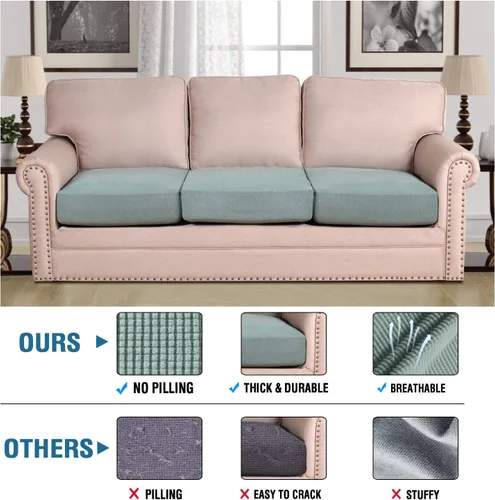 Vista 116 de H.VERSAILTEX - Fundas elásticas para cojín de sofá individual, fundas de asiento para silla de sofá, protector de cojín con tejido jacquard de sarga