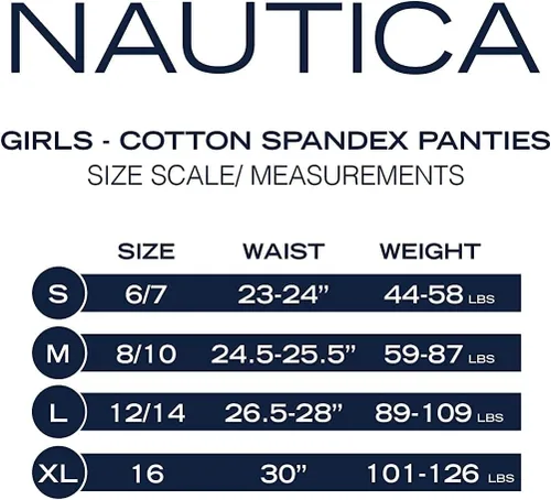 Vista 6 de Nautica Girls' Brief Underwear - 10 Pack Casual Stretch Logo Waistband Mid-Waist Briefs - Girls Cotton Underwear (4-12)