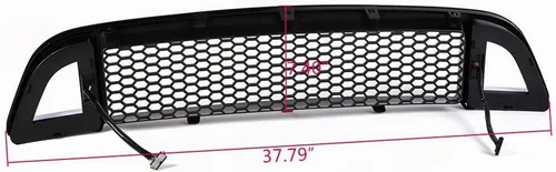 Vista 2 de CHEDA Rejilla de parachoques frontal superior de malla de panal compatible con Ford Mustang Base GT 2013-2014, con barra de luz LED secuencial DRL