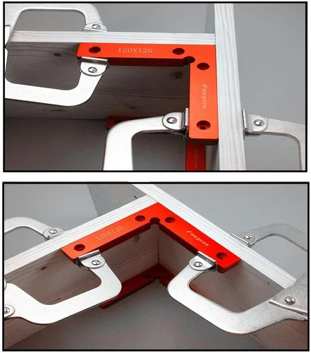 Vista 6 de 2 cuadrados de posicionamiento de 90 grados, 4.7 x 4.7 pulgadas, cuadrados de sujeción de esquina de aleación de aluminio, abrazaderas de ángulo