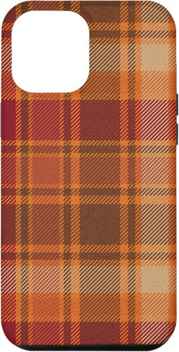 Vista 25 de iPhone 16 Vintage Halloween Naranja Rojo Plaid Otoño Calabazas Caso