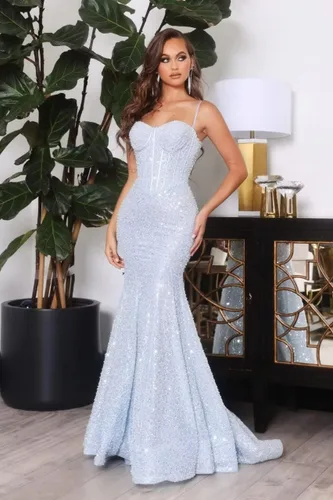Vista 3 de Mermaid Prom Dresses for Women 2023 Sequin Spaghetti Straps Long Sparkly Formal Evening Gowns