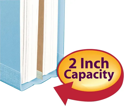 Vista 3 de Smead Carpeta de archivos de clasificación de cartón prensado 100% reciclado, 1 divisor, expansión de 2 pulgadas, tamaño legal, azul, 10 por caja