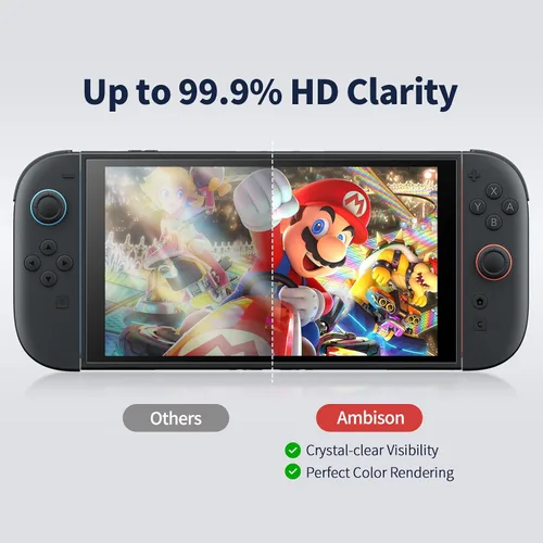 Vista 6 de Ambison 2 Pack Screen Protector Designed for Nintendo Switch 2 (2025) 7.9 inch, [Auto-Alignment Kit & HD Clear], Touch Sensitive, 9H Hardness