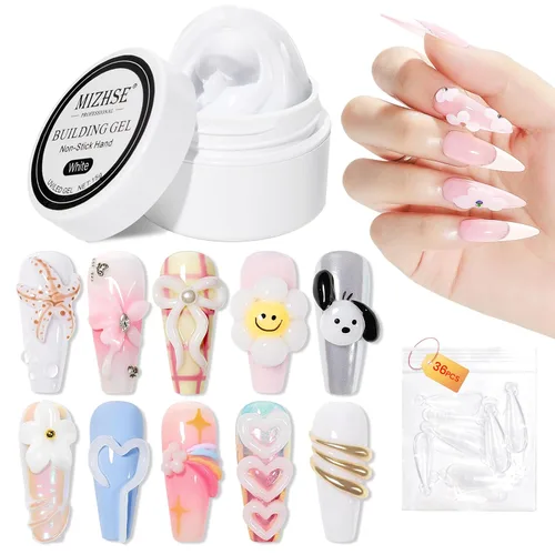 Vista 15 de MIZHSE - Gel constructor sólido para uñas, 3.53 oz, gel para esculpir 3D transparente para uñas 3.53 oz transparente