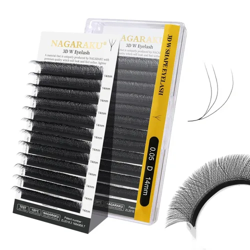 Vista 83 de NAGARAKU Extensiones de pestañas prefabricadas en abanico 3D W 0.05 C 0.315 0.05-C 3D W