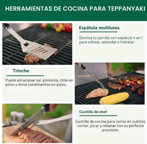 Vista 2 de Grilljoy Juego de accesorios para parrilla de 46 piezas con mango de plástico robusto, kit de herramientas para parrilla todo en uno para parrillas