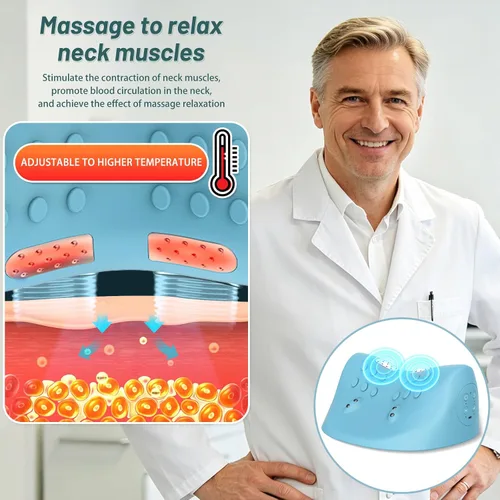 Vista 5 de Masajeador de cuello, relajante eléctrico de cuello y hombros con calor, 3 modos, almohadas para aliviar el dolor y relajación muscular, dispositivo