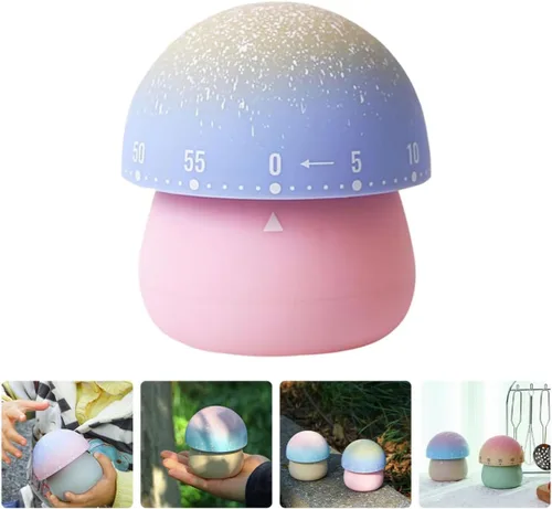 Vista 6 de Mechanical Kitchen Timer Mushroom Shape Cute Cartoon Countdown Timer for Cooking Baking with Alarm Reminder Suitable for Home and Restaurant Use
