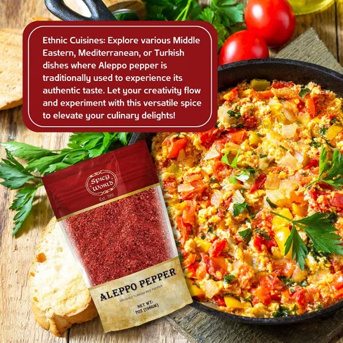 Vista 4 de Spicy World Aleppo Pepper Flakes 7 onzas Auténtica especia de chile turco para un calor y sabor exquisitos Chili picado premium de la región