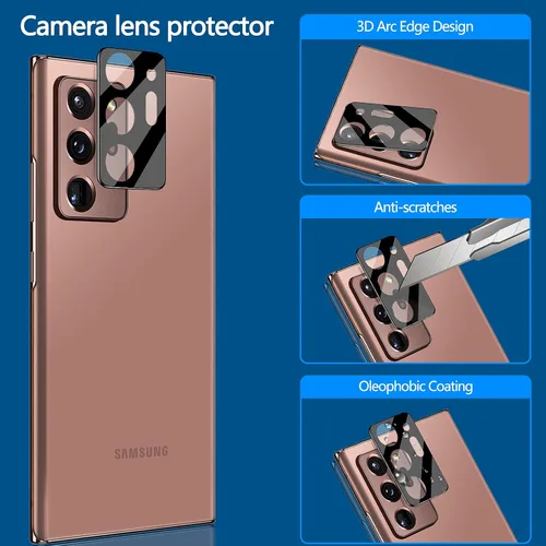 Vista 5 de LYWHL Protector de pantalla de privacidad para Samsung Note 20 Ultra, compatible con identificación de huellas dactilares, película flexible