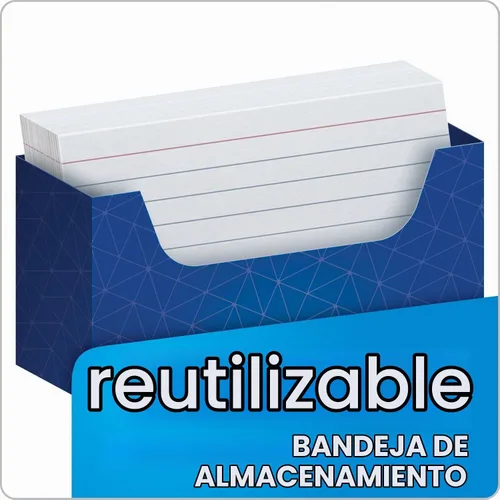 Vista 2 de Oxford Tarjetas de índice a rayas con bandeja de almacenamiento reutilizable, 3 x 5 pulgadas, 180 por paquete, tarjetas para escuela y estudio