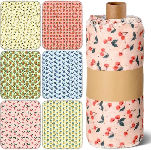 Vista 13 de Redbaker 6 Piezas Rollos de Toallas de Papel Reutilizables Toallas de Cocina a Granel Lavables Sin Papel Paños de Algodón Servilletas de Mano
