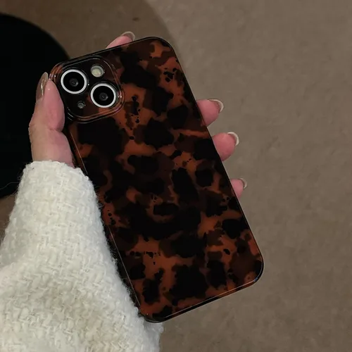 Vista 5 de Funda Compatible con iPhone 11, Caparazón de Tortuga Marrón Ámbar con Estampado de Leopardo Cubierta Retro Chic Elegante Clásica Linda Protectora