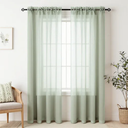Vista 51 de Cortinas traslúcidas negras de 45 pulgadas de largo para ventanas de baño, juego de 2 paneles, cortinas de media ventana para cocina y dormitorio