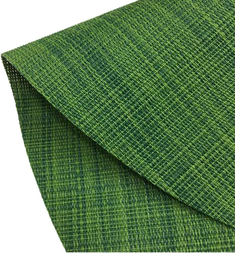 Vista 5 de Red-A - Manteles individuales de imitación de bambú, de vinilo tejido ovalado, resistentes al calor, manteles individuales lavables para mesa