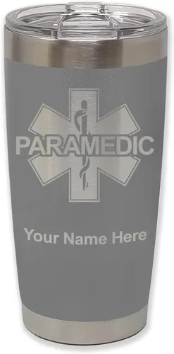 Vista 34 de LaserGram Vaso aislado al vacío de 20 onzas, paramédico, grabado personalizado incluido (negro) Engraved Gift for Paramedics, Vacuum Insulated