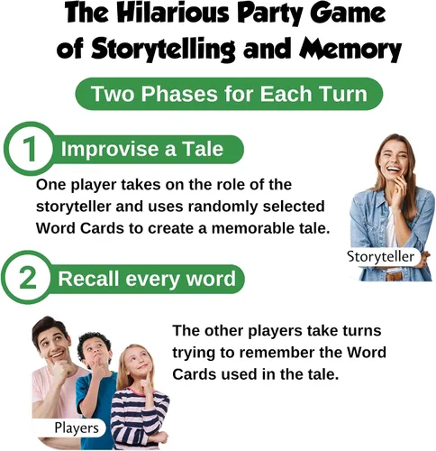 Vista 6 de Dos juegos de cartas únicos y familiares para horas de diversión en la noche familiar, mejoran la narración de historias, la memoria
