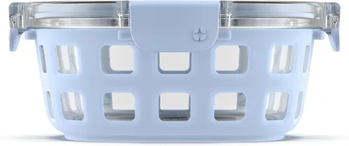 Vista 10 de Ello Duraglass - Recipiente de vidrio para preparación de comidas, 1.75 tazas, con funda de silicona y tapa de plástico hermética sin BPA, apto