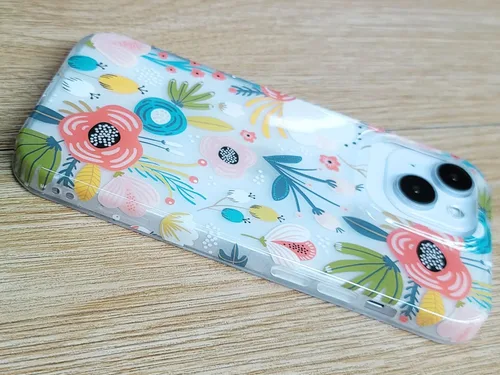 Vista 4 de J.west Funda para iPhone 13 Pro Max, funda transparente floral flexible de TPU a prueba de golpes, diseño elegante transparente, funda protectora