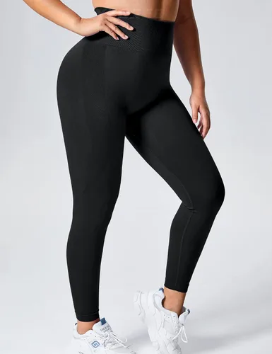 Vista 2 de YEOREO - Leggings de entrenamiento sin costuras de cintura alta para mujer, pantalones de yoga con contorno estilo sonrisa, mallas atléticas
