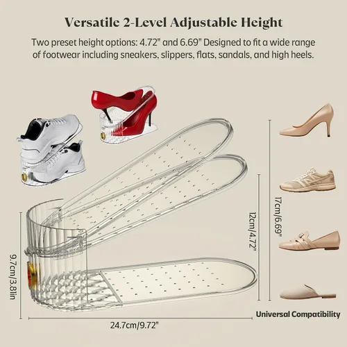 Vista 3 de Paquete de 10 organizadores transparentes de ranura para zapatos, apilador de zapatos para un par de zapatos, ajustable de doble capa gruesa y 50%
