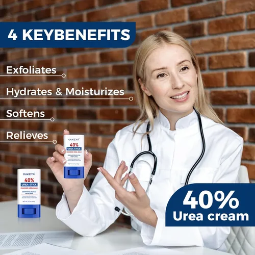 Vista 3 de OUKEYA Crema de urea 40 por ciento. Barra de crema de urea para pies y manos para talón agrietado seco, agrietado, evitar la congelación, loción