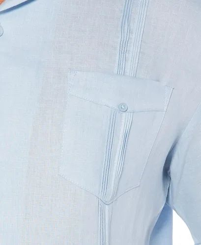 Vista 8 de Cubavera Camisa Guayabera de manga corta con cuatro bolsillos para hombre