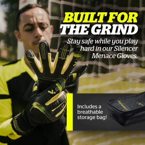 Vista 2 de Storelli Silencer Goalkeeper Gloves, with Removable Finger Spines, High-Impact Hand Protection, Soccer Accessories