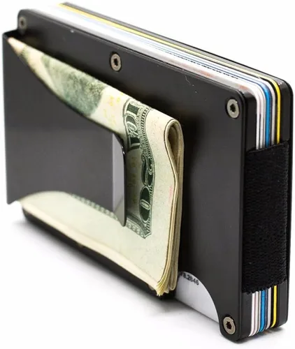 Vista 4 de Cartera de viaje minimalista delgada con bloqueo RFID para tarjetas de crédito