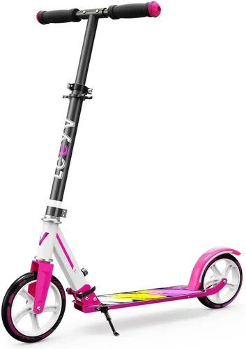 Vista 9 de Scooter para niños de 6 a 12 años y adultos Altura ajustable, plegable, marco de aluminio ligero Soporta hasta 220 libras Paseo suave