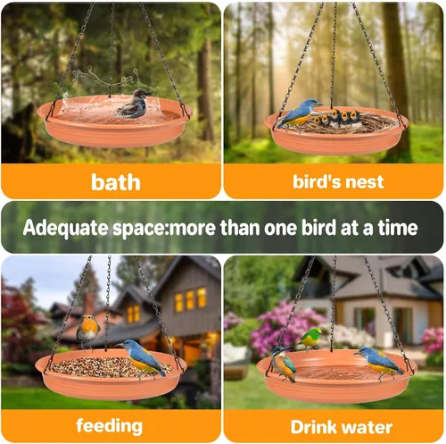Vista 2 de Baño Colgante para Pájaros Alimentador Colgante para Pájaros - CARGEN Garden Bandeja de Baño para Pájaros Plato Alimentador de Vida Silvestre Cuenco