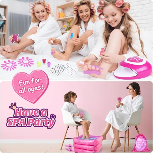 Vista 6 de Shemira Set de regalo para niñas de 7, 8, 9, 10 a 12 años, juguetes de día de spa, kit de manicura y pedicura para niños, kit de arte de uñas