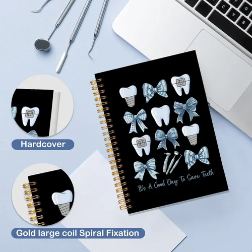 Vista 2 de Regalos para Dentistas, Cuaderno Diario, Regalos para Asistente de Higiene Dental y Oficina para Mujeres, Cuaderno de Espiral de Tapa Dura 14x21 Cm
