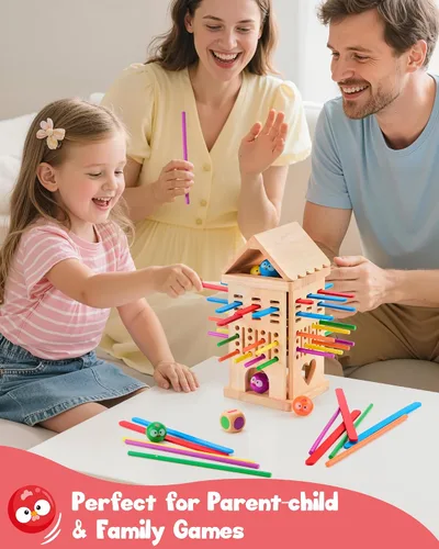 Vista 3 de Montessori - Juego de mesa para niños de 3 a 6 años, juguete de madera seguro y colorido, juego de aprendizaje de habilidades motoras finas, juego