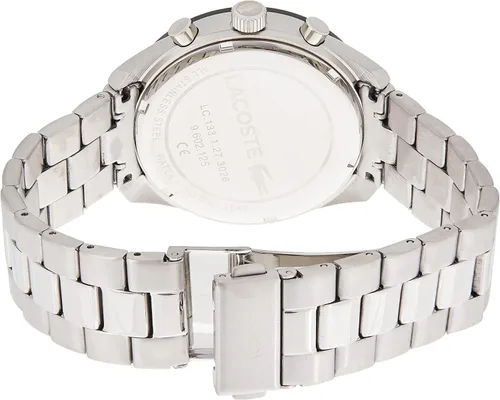 Vista 4 de Lacoste Reloj Boston de cuarzo para hombre con correa de acero inoxidable, plata, 20 (Modelo 2011080), Plateado, Reloj de cuarzo