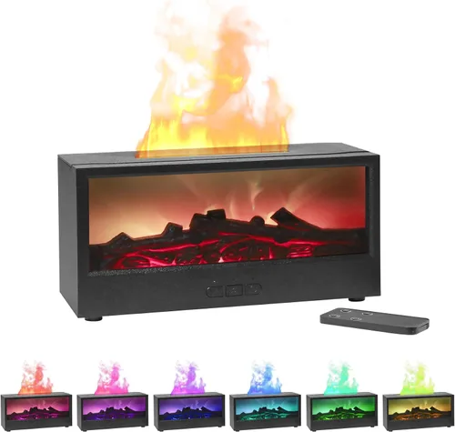Vista 9 de Difusores de aceite esencial, humidificador de chimenea de vapor de agua colorido de llama para aromaterapia, terapia de aroma, habitación