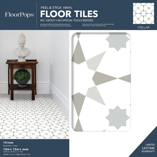 Vista 2 de FloorPops FP2952 Stellar Peel & Stick - Azulejos para piso, multicolor