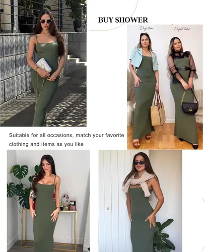Vista 3 de Popilush Shapewear Dress 9 in 1 Summer Dress with Built in Shapewear Bodycon Slip Maxi Lounge Dresses for Women 2024