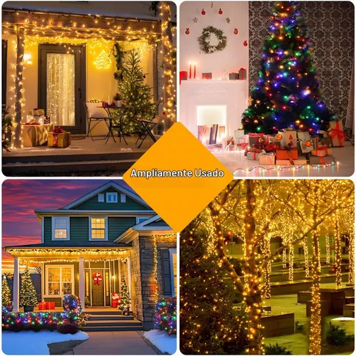 Vista 6 de Tira de luces LED inteligentes, 800 LEDs, 80m/262 pies, luces de Navidad impermeables con control remoto, blanco cálido y color, múltiples modos