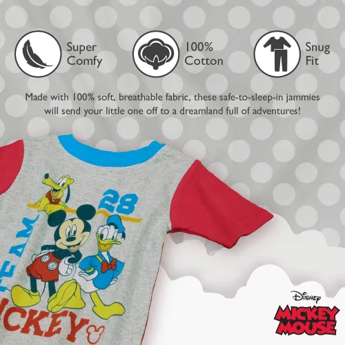 Vista 3 de Disney Boys 4-Piece Snug-fit Cotton Pajamas Set