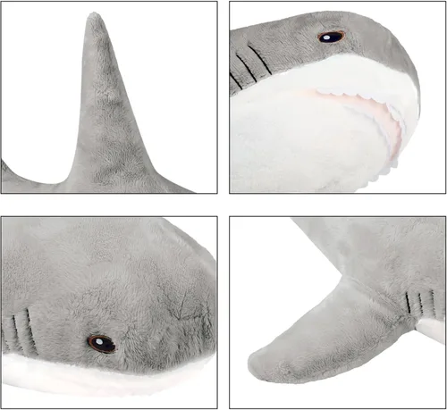 Vista 2 de Animal de Peluche Tiburón 11" Lindo Juguete de Tiburón Almohadas de Peluche Tiburones de Algodón Suave Peluches Muñeco de Animal Marino del Océano