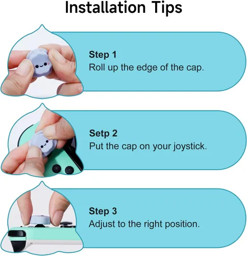 Vista 8 de JINGDU Tapas de agarre para pulgar compatibles con Switch Joy-Con, bonitas tapas de silicona para joystick, accesorios compatibles