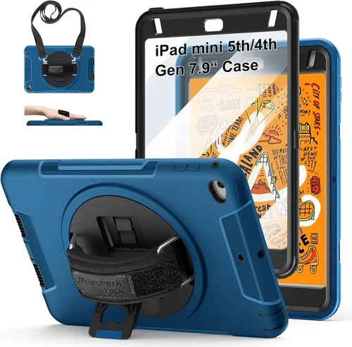 Vista 16 de Funda para iPad mini 5/4 de 7.9 pulgadas: Funda de TPU para iPad mini 5ª/4ª generación 7.9 pulgadas 2019/2015 con protector de pantalla, soporte