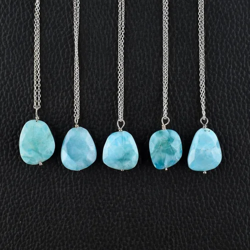 Vista 5 de Collar con colgante de pera de piedras preciosas múltiples
