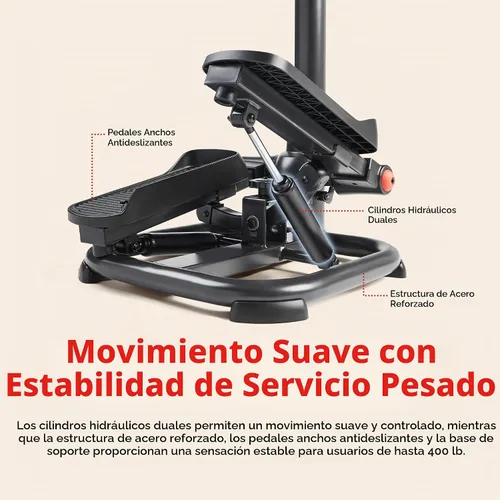 Vista 7 de Sunny Health & Fitness Smart Power Stepper with Resistance Bands for Cardio 2. Gris oscuro