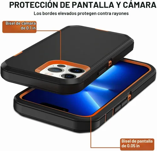 Vista 5 de Funda para iPhone 13 Pro Max con Clip para Cinturón, 2 x Protector de Pantalla, Protección contra Caídas de Grado Militar, Servicio Pesado, Cuerpo
